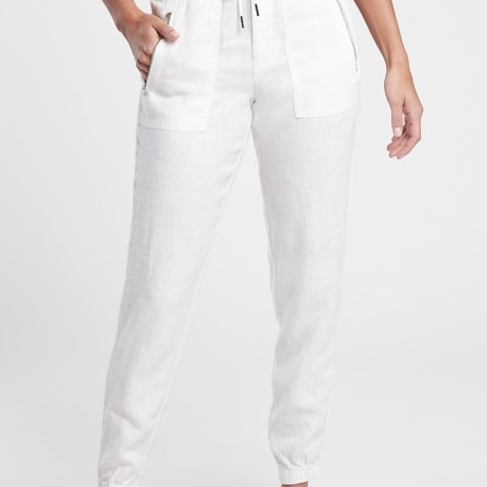Athleta Women's White Cabo Linen Jogger NWT Size 6